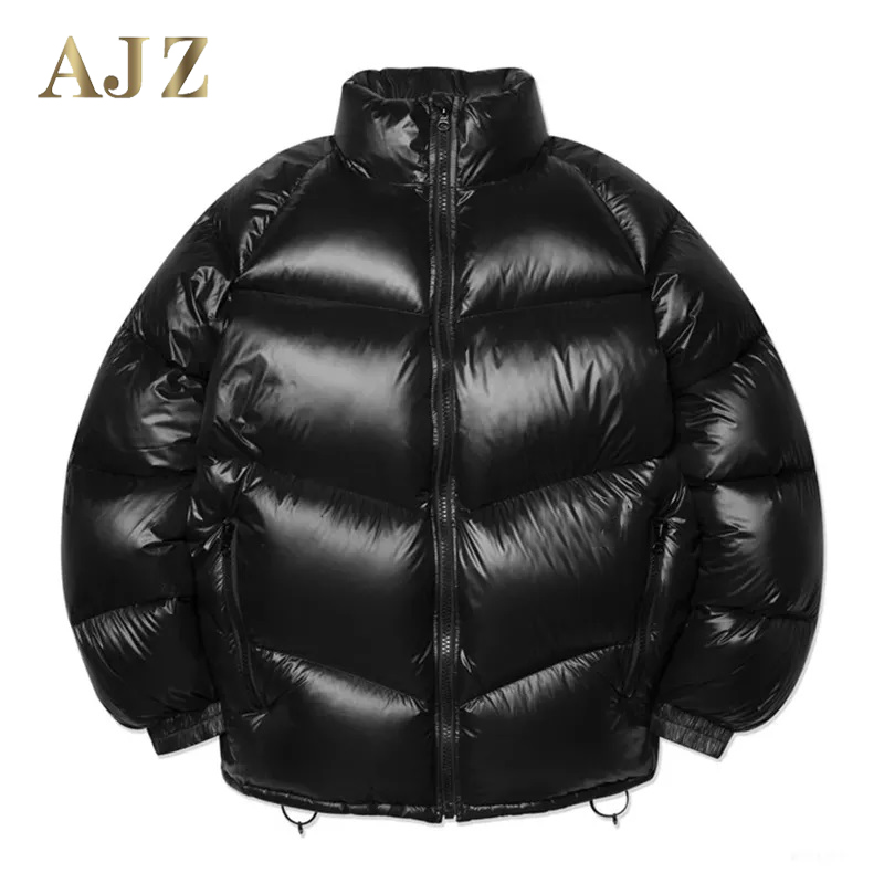 плюс өлчөмдөгү эркектердин жалтыраган Пундук куртка таңгакталган кышкы жылуу пальто (5)